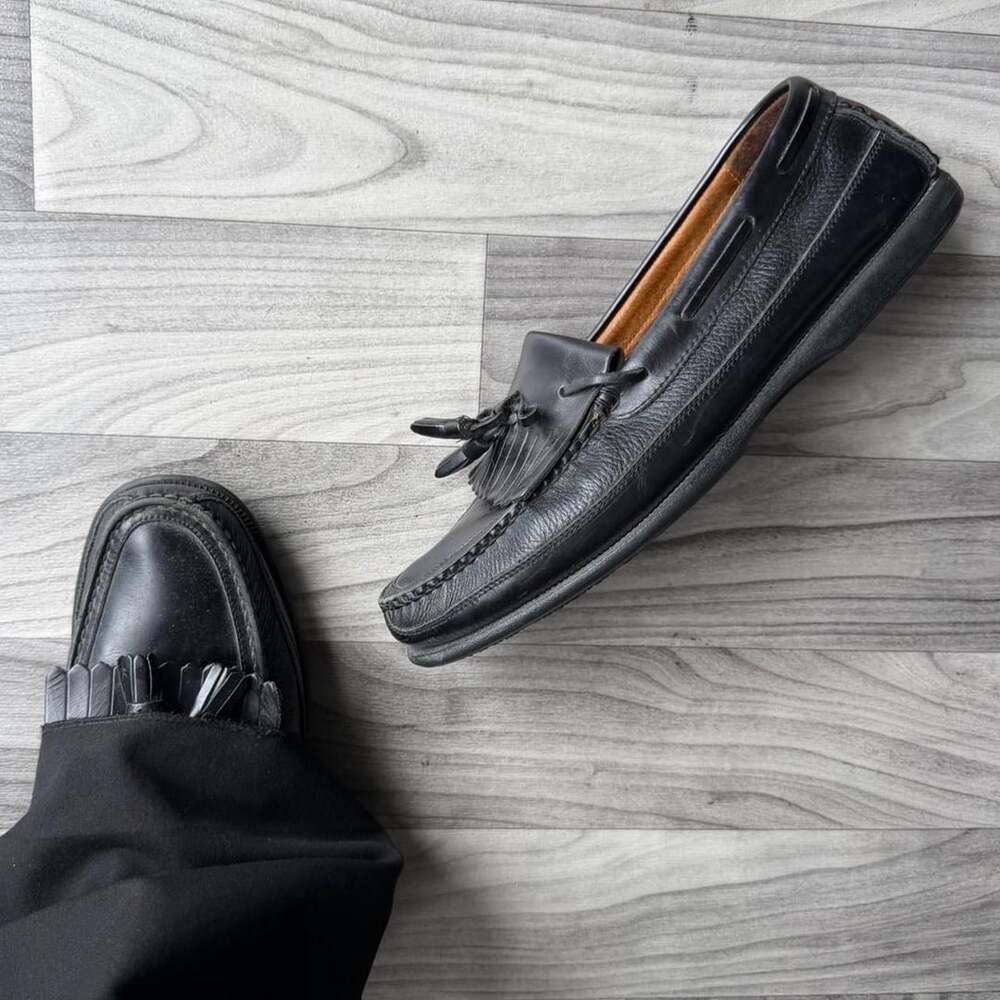 Florsheim Tassel Loafers Size 12 D Black Leather Slip On Dress Shoes